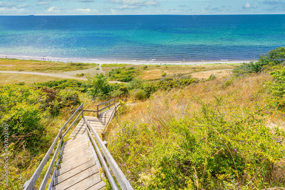 A view from "Jernhatten", which is part of the Mols Bjerge National Park in Denmark. - obrazy, fototapety, plakaty 