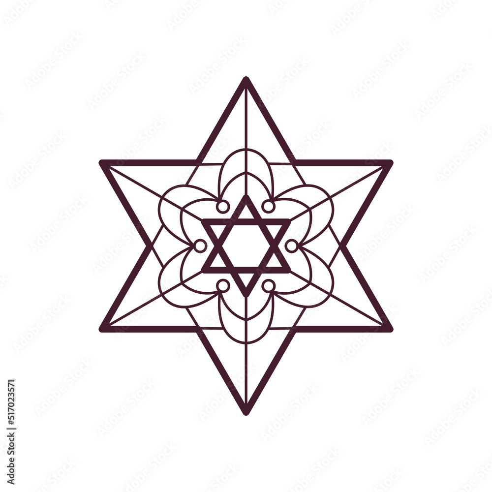 Star of David logo. Jewish Religion sign line art. Symmetry decorative element. Vector illustration Star of David logo. Jewish Religion sign line art. Symmetry decorative element. Vector illustration