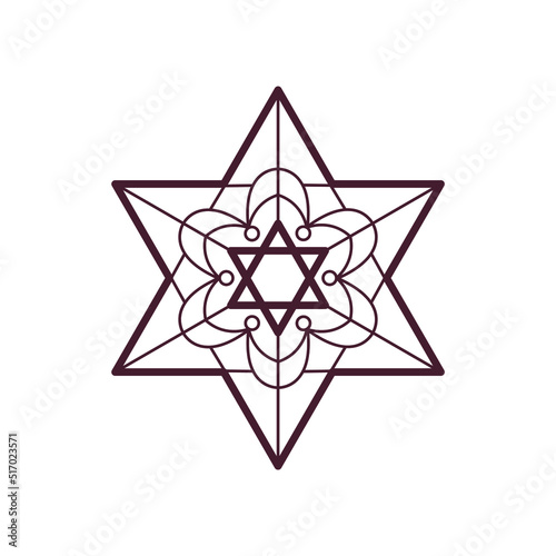 Star of David logo. Jewish Religion sign line art. Symmetry decorative element. Vector illustration