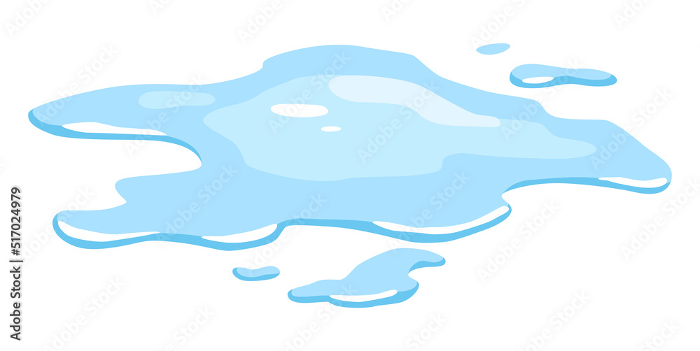 Water spill puddle. Blue liquid various shape in flat cartoon style. Vector fluid design element isolted on white background Water spill puddle. Blue liquid various shape in flat cartoon style. Vector fluid design element isolted on white background