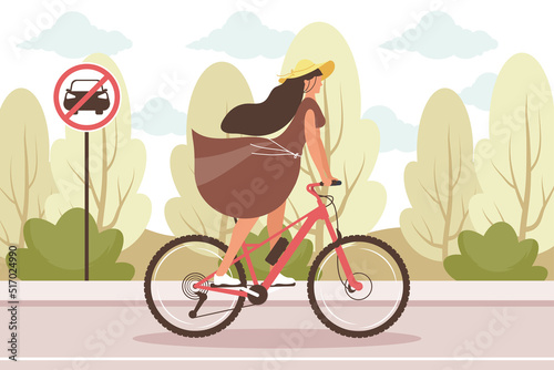 woman riding bike in the street