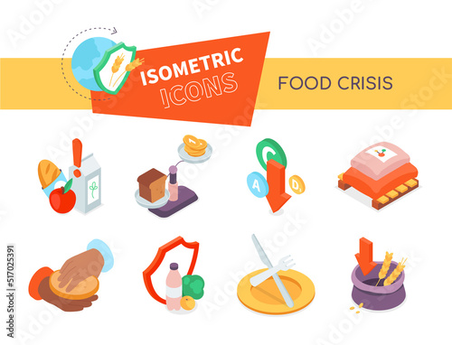 Food crisis - colored vector flat design style banner