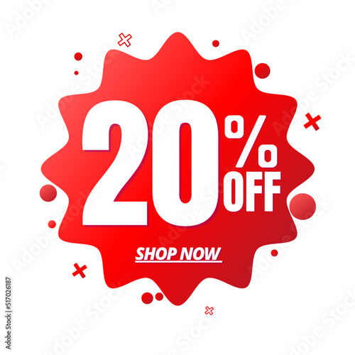20% off, red online super discount sticker in Vector illustration, with various abstract sale details, Twenty 