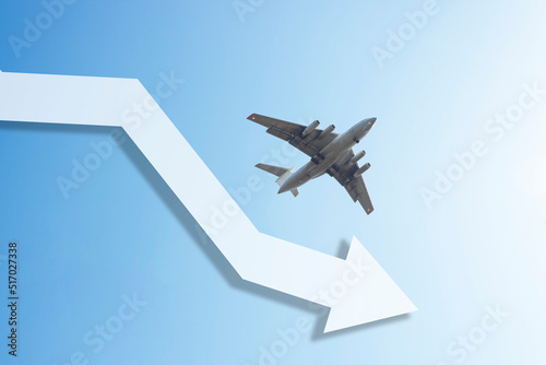 reduction of flights per plane, the number of departures, the number of countries visited, sanctions, the plane in the sky close-up