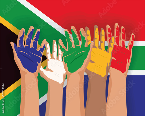 south africa flag and hands painted