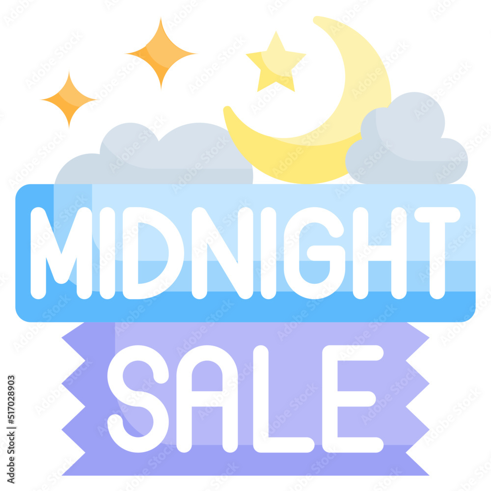 MIDNIGHT SALE flat icon,linear,outline,graphic,illustration MIDNIGHT SALE flat icon,linear,outline,graphic,illustration