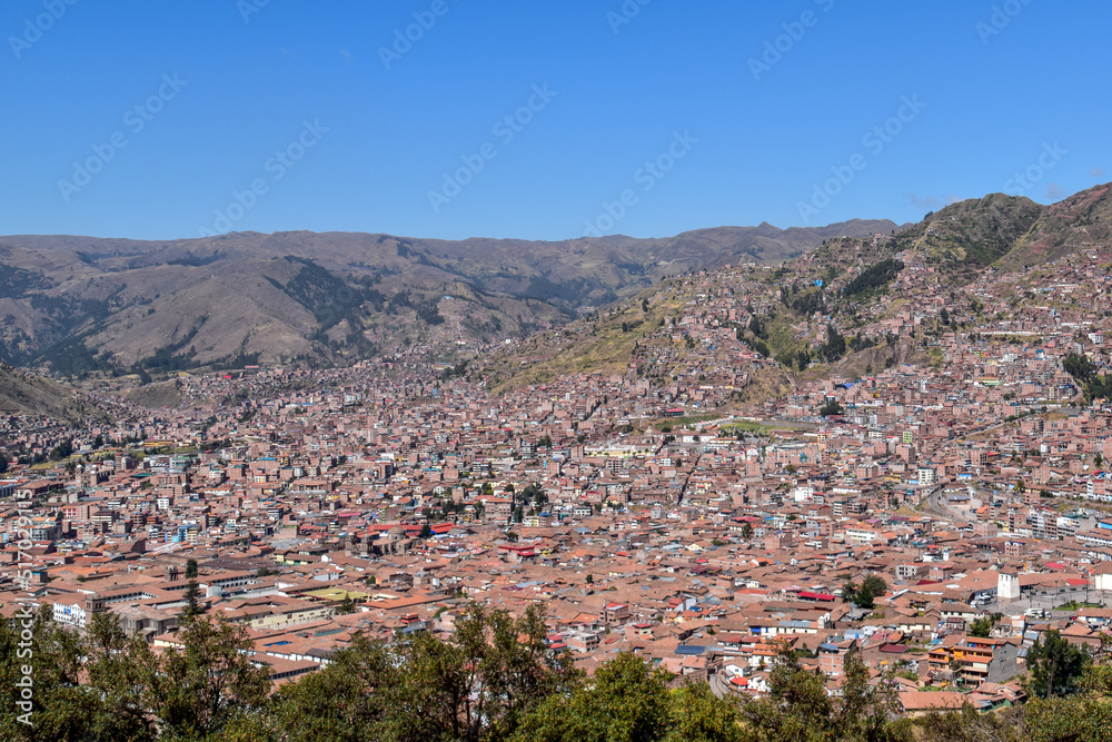 The view over the city of Cuzco in Peru