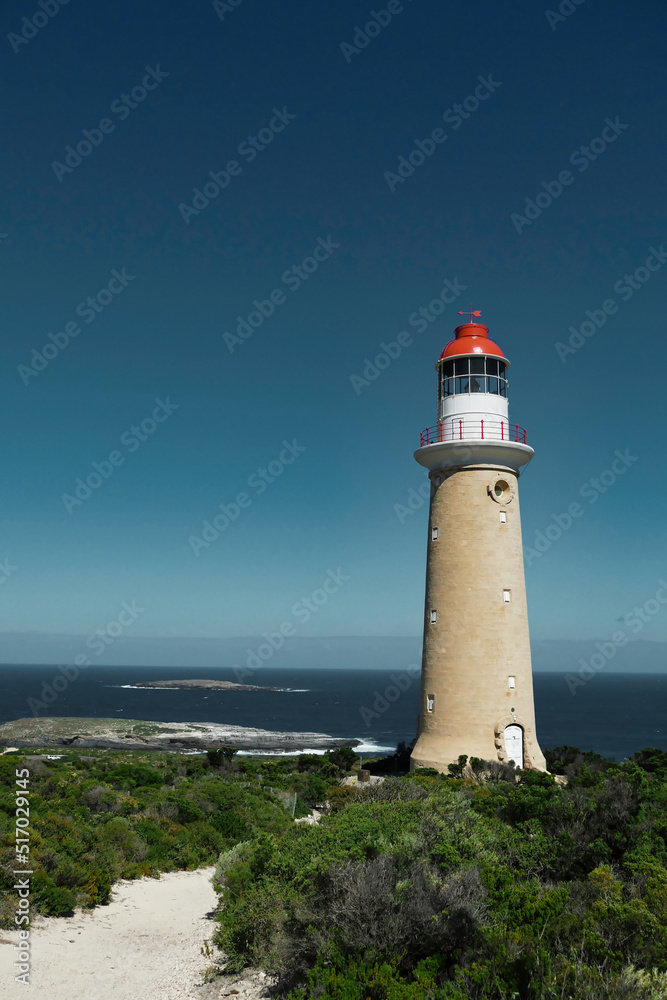 Cape Du Couedic Lighthouse located on Kangaroo Island with peaceful ocean view	