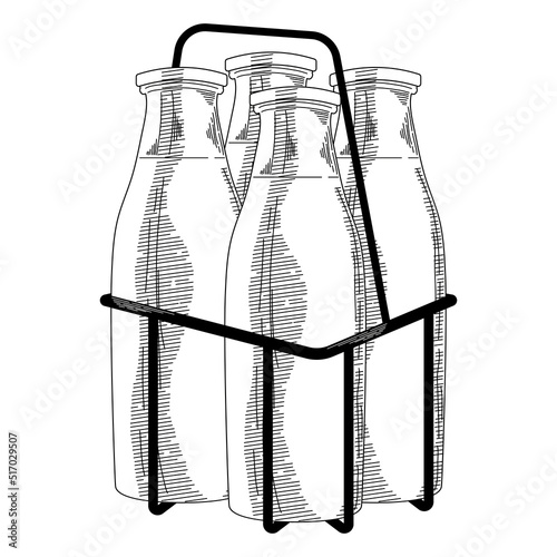 milk bottles sketch style