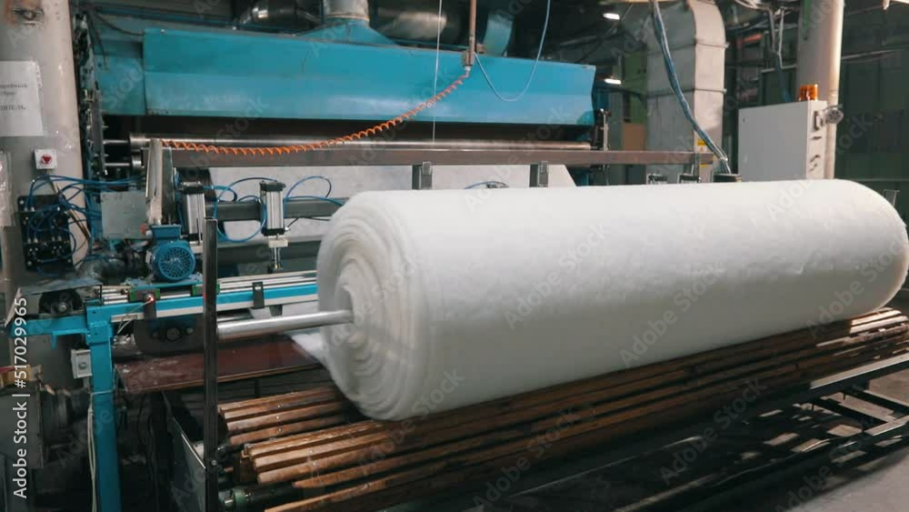 Syntepon manufacturing process. How synthpeon is made.. Large roll of