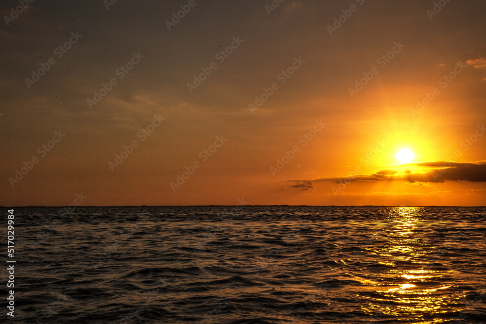 Couché de soleil sur l'océan indien. Île de La Réunion
