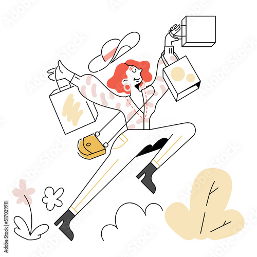 woman joyfully did her shopping