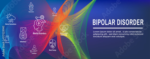 Bipolar Disorder or Depression BP Icon Set & Web Header Banner