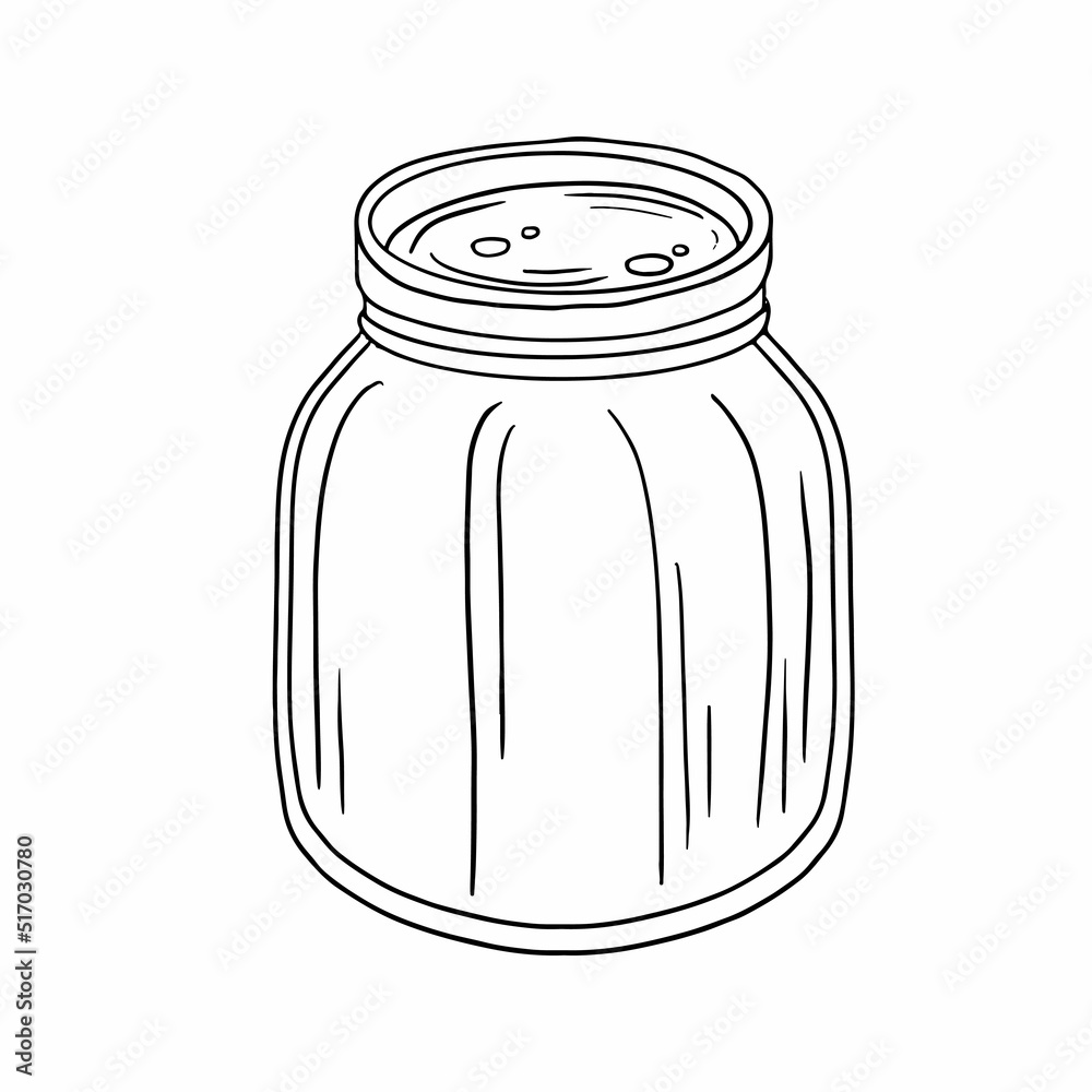 Jar hand drawn illustration in doodle style. Line drawing simple jar. Isolated vector illustration. Jar hand drawn illustration in doodle style. Line drawing simple jar. Isolated vector illustration.
