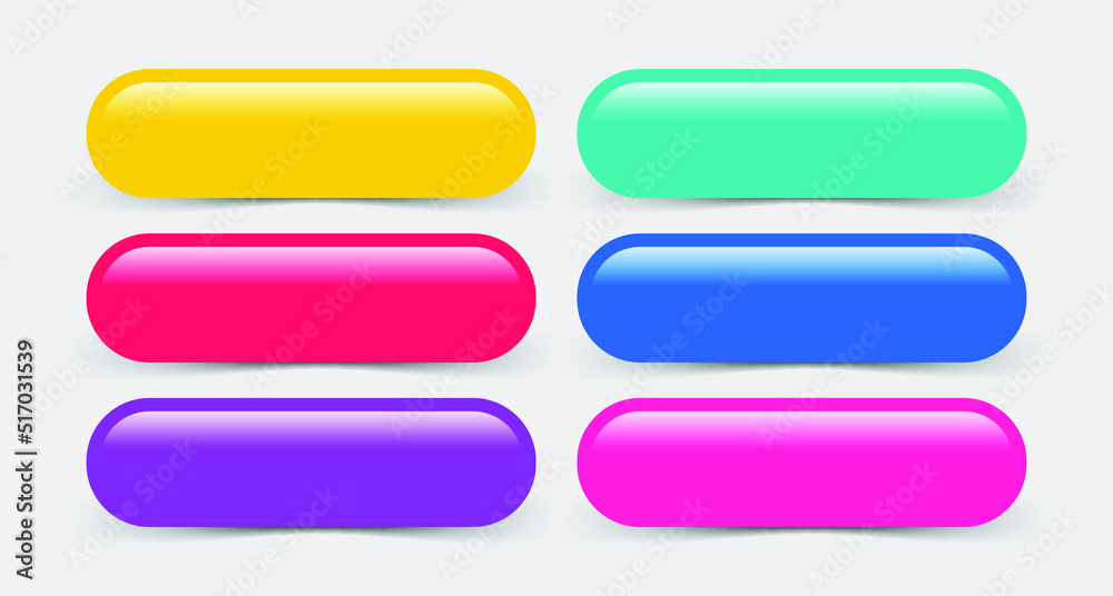 Web buttons with color gradient elements set Web buttons with color gradient elements set