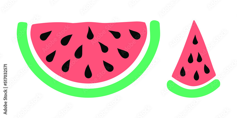 Watermelon slices illustration. Fruit icon. Vector illustration isolated on white background.