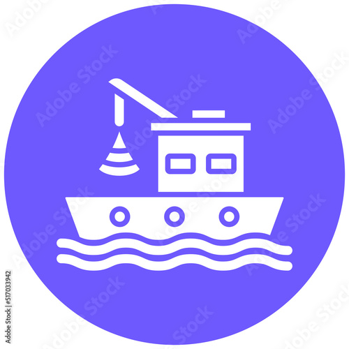 Boat Fishing Icon Style