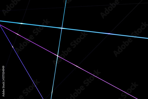 Intersecting glowing laser security beams on a dark background.Art design shine light ray.Laser field.