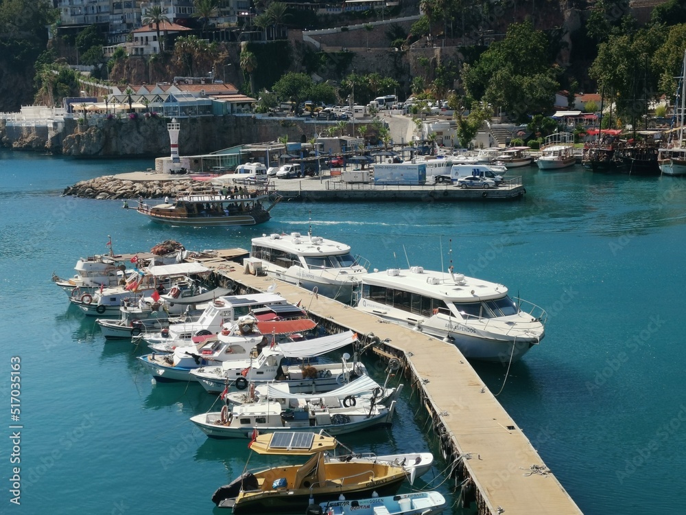 Marina with many boats in türkiye