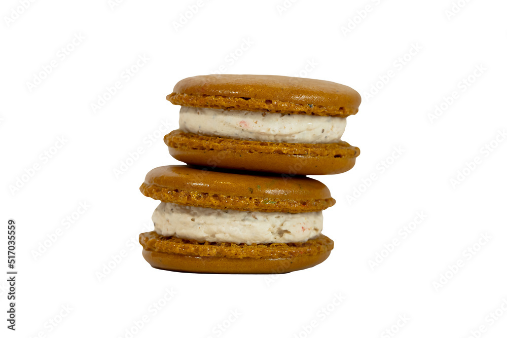Coffee Macarons Isolated on White Background With Clipping Path Coffee Macarons Isolated on White Background With Clipping Path