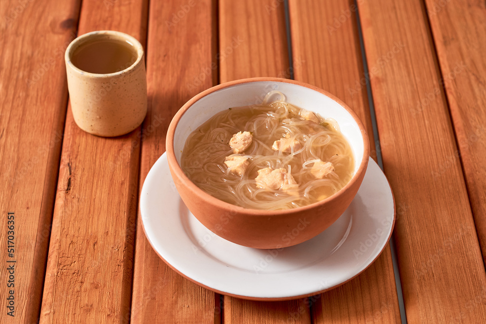 Rice fideos soup o Harusame, Vietnamese food. Rice fideos soup o Harusame, Vietnamese food.