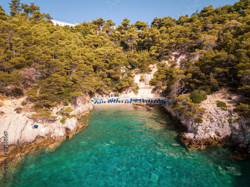 Italy, July 2022: rocky coves, Caribbean sea at the tremiti islands in Puglia
