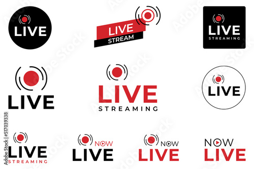 Collection of Live streaming symbol for web and app. Live stream icon set. Flat vector illustration