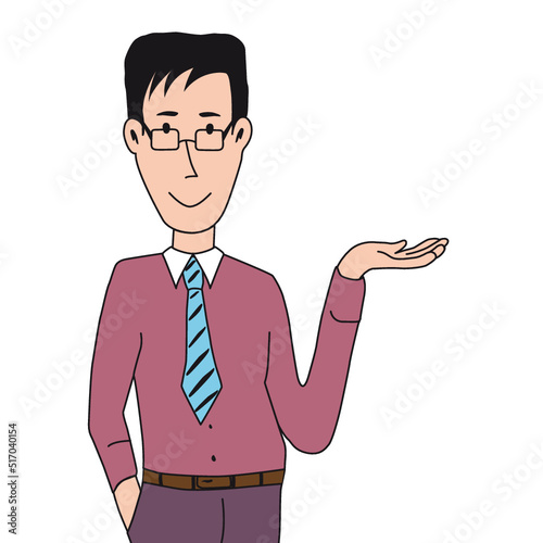 smiling man showing something with his hand