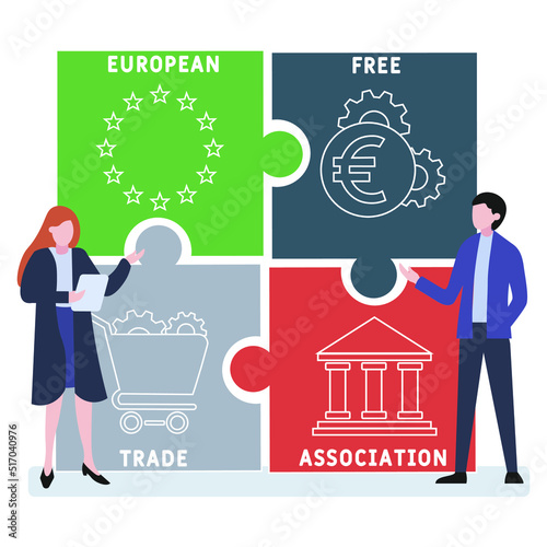 EFTA European Free Trade Association acronym. business concept background. vector illustration concept with keywords and icons. lettering illustration with icons for web banner, flyer, landing pag