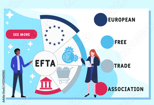 EFTA European Free Trade Association acronym. business concept background. vector illustration concept with keywords and icons. lettering illustration with icons for web banner, flyer, landing pag
