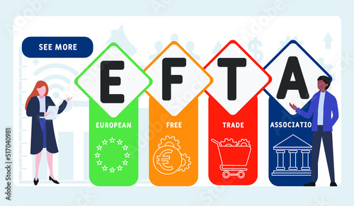 EFTA European Free Trade Association acronym. business concept background. vector illustration concept with keywords and icons. lettering illustration with icons for web banner, flyer, landing pag