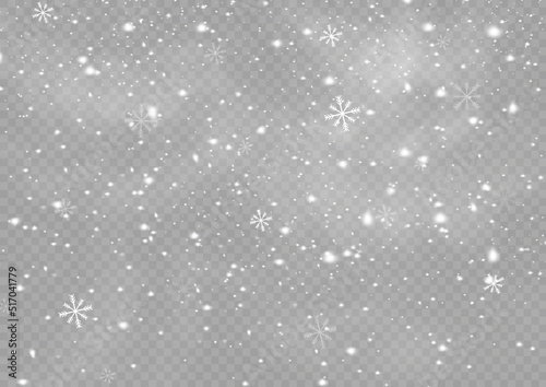 Fotografie, Obraz Falling snow flakes, blizzard, snowfall, snowflake