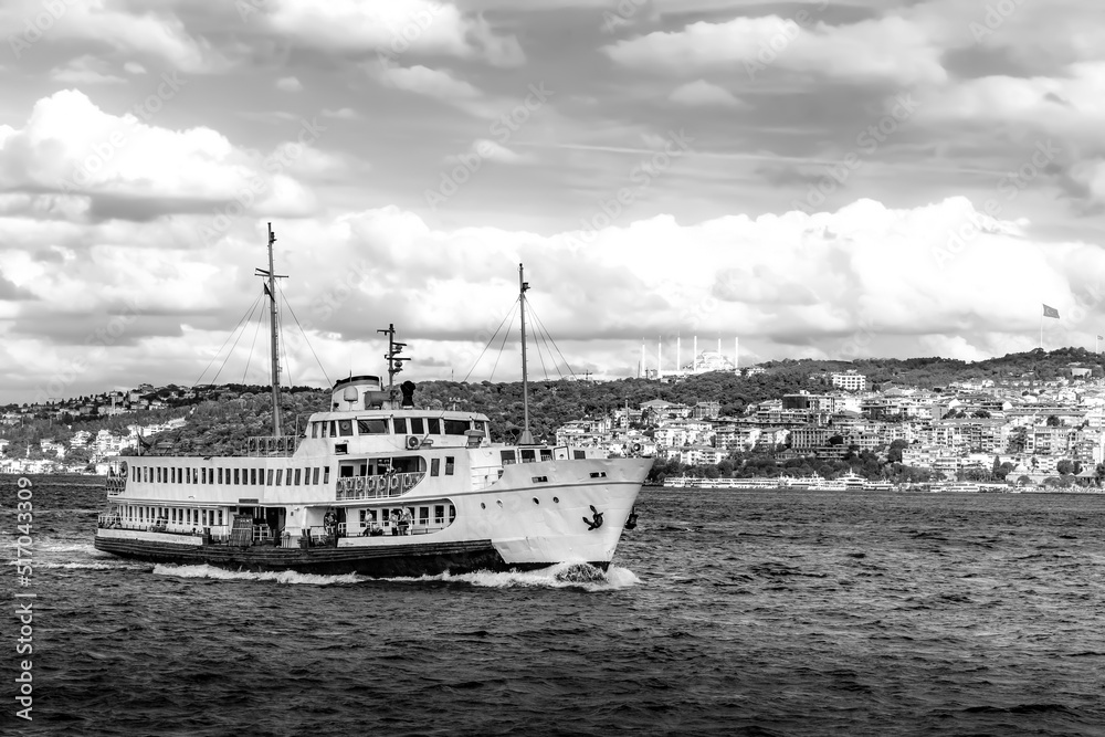 Fototapeta premium The ferry goes through the Bosphorus Strait. Istanbul, Turkey.