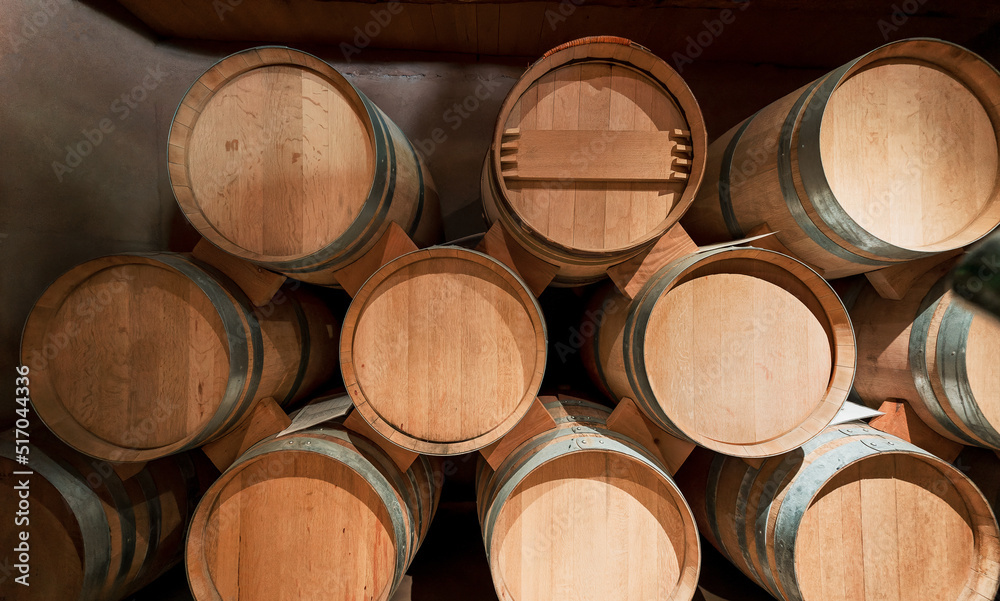 wine barrels in a cellar background in Valle el Elqui
