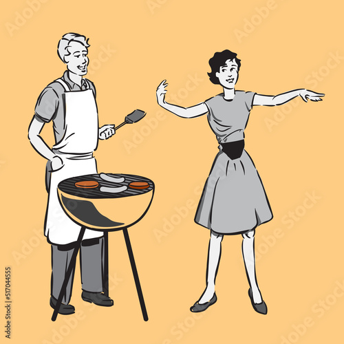 1950’s or 60’s man barbecuing 