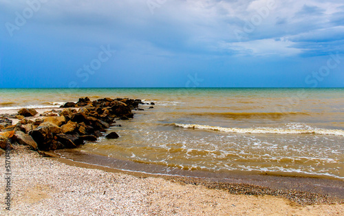 landscape of the sea and stones, Azov sea, Ukraine