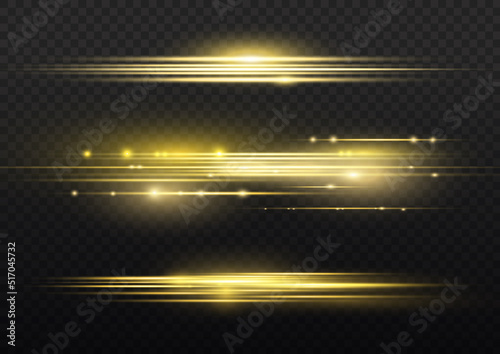 Golden line  flare light  yellow horizontal beams