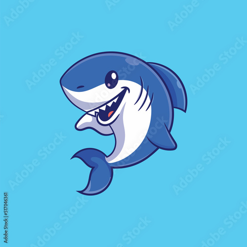 fun shark cartoon illustration vector