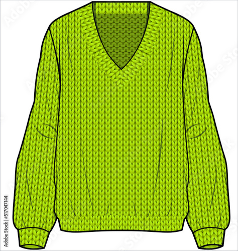 V NECK THICK YARN SWEATER FOR WOMEN AND GIRLS IN EDITABLE VECTOR FILE