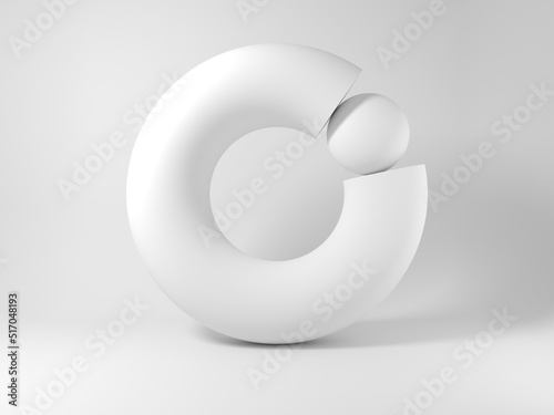 Fototapeta Naklejka Na Ścianę i Meble -  Sphere replacing missed sector of a torus, abstract 3d rendering