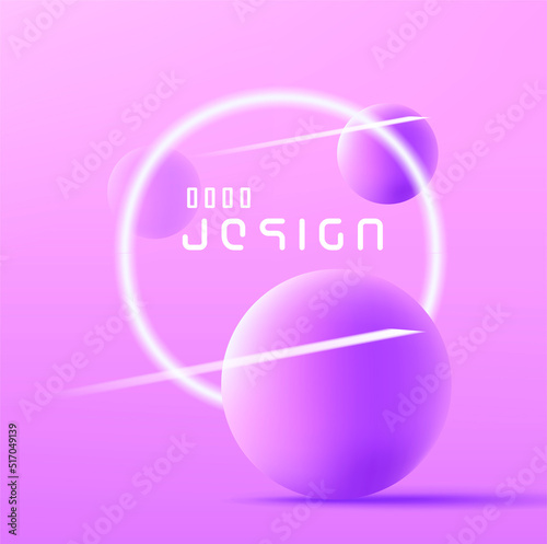 Neon circle and sphere dynamic abstract composition. Vector illustration