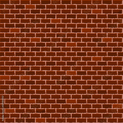 Beautiful brown block brick wall pattern texture background. Red seamless vector backdrop illustration for continuous replicate