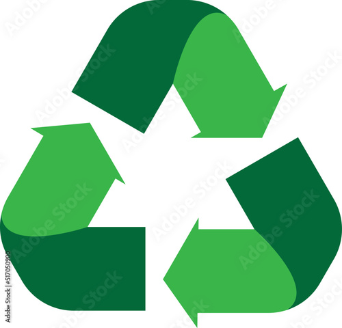 Recycle icon vector in green color isolated on white background