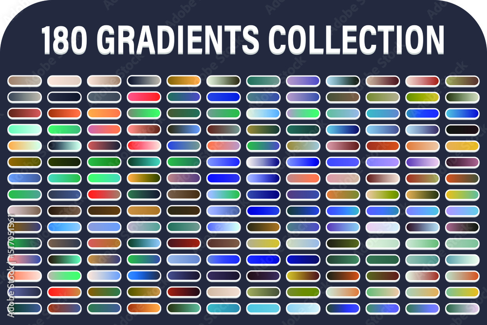 Big set of gradients. 180 gradients. Color. Color palette. Collection