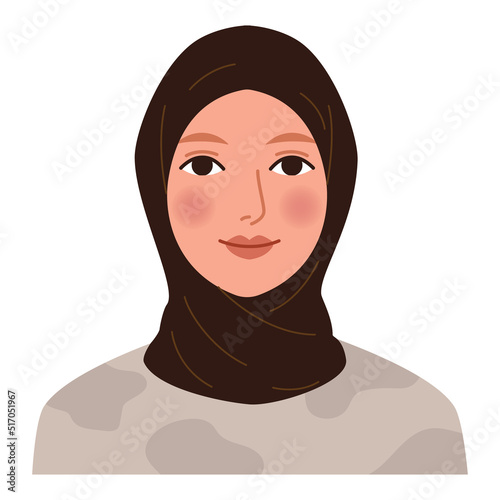 Young woman in hijab illustration. Isolated vector design.