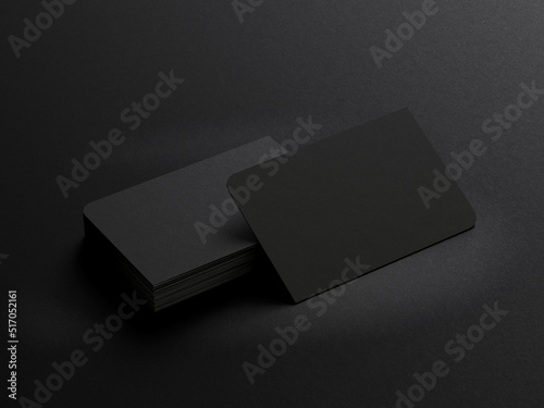 3D illustration. Black business card on black background