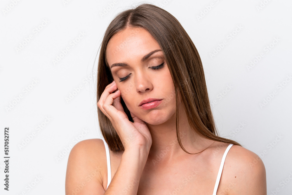 Young caucasian woman isolated on white background . Portrait Young caucasian woman isolated on white background . Portrait
