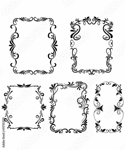 Decorative frames. Retro ornamental frame, vintage rectangle ornaments and ornate border