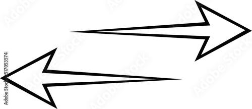 Vector illustration of black and white arrows, indicating left and right directions. 