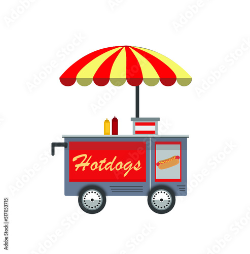 Hot Dog Cart Isolated on White